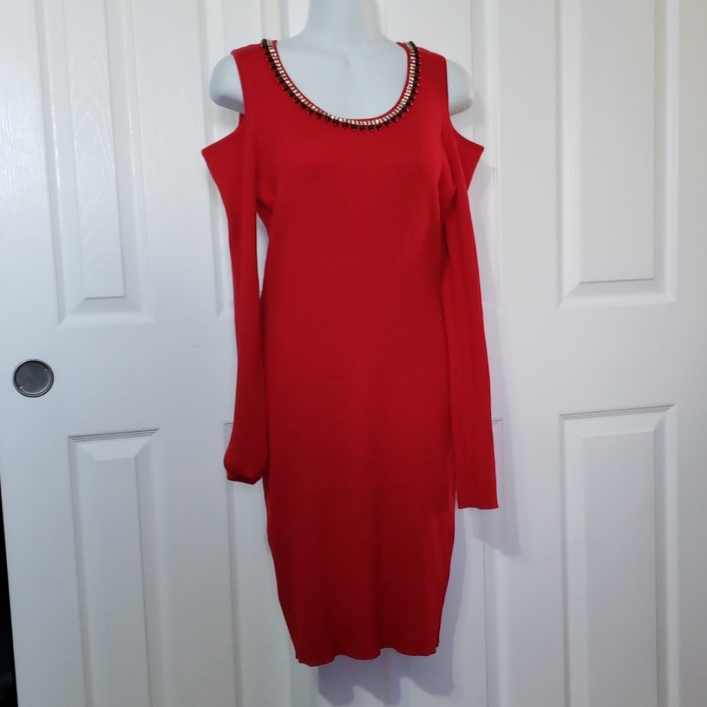 Say What womens embellished Dress cold shoulder XL